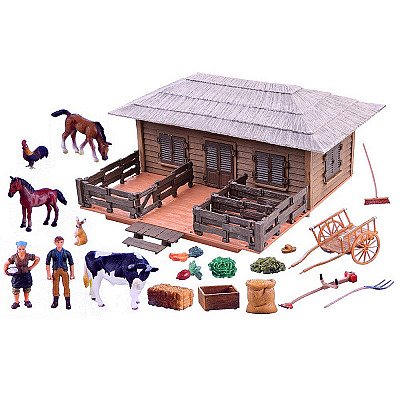 Liela rotaļlietu ferma ar dzīvniekiem un piederumiem Saimniecība D