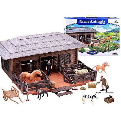 Liela rotaļlietu ferma ar dzīvniekiem un piederumiem Saimniecība A