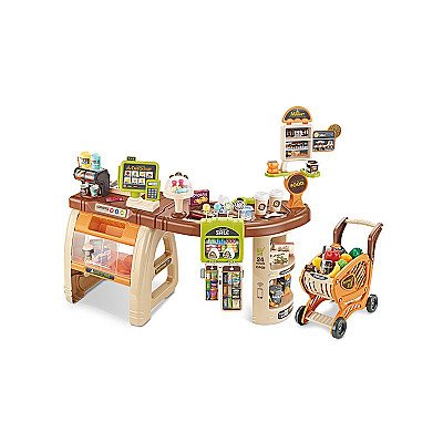Bērnu tirdzniecības centrs ar ratiņu kases aparātu un Woopie piederumiem