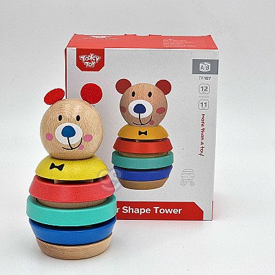 Koka tornis - Puzle Bērniem Lācītis 11 gab. Tooky Rotaļlieta