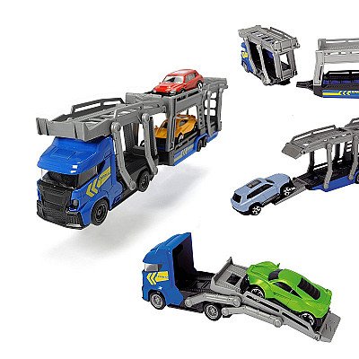 Dickie City 3 Car Transporter Blue