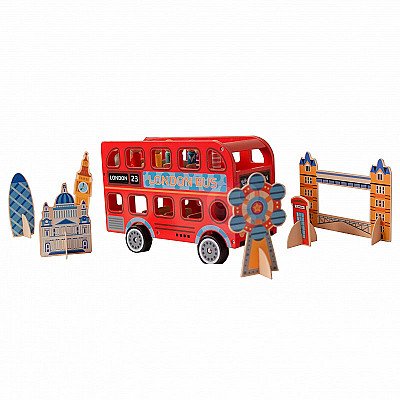Koka Londonas autobuss ar pasažieriem Tooky Toy
