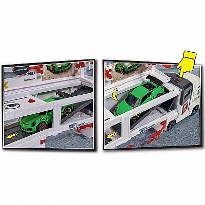 Majorette Porsche mobilais centrs Man Tgx Truck 2 Vehicles