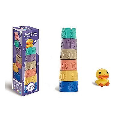 Mīkstie bērnu sensorie bloki - piramīda ar Woopie Duck