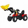 Rollyfarmtrac sarkans pedāļu traktors ar dzeltenu kausu