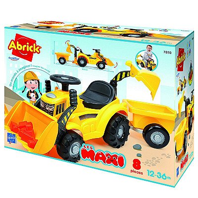 Ecoiffier Abrick traktors ar piekabi pārvietojamo lāpstu bērniem