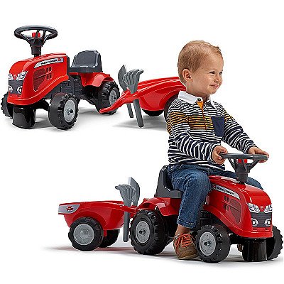 Falk Tractor Baby Massey Ferguson sarkana krāsa ar piekabi Acc. No 1 gada