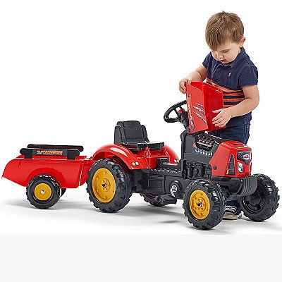 Falk Supercharger sarkans pedāļa traktors ar atveramu priekšējo vāku