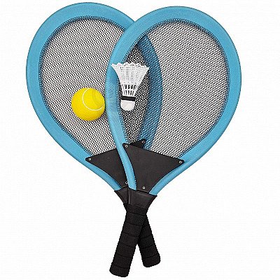 Zilas lielas badmintona tenisa raketes bērniem ar piederumiem Woopie