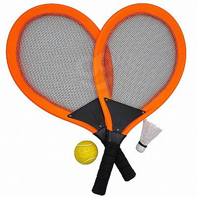 Oranžas lielas badmintona tenisa raketes bērniem ar piederumiem Woopie