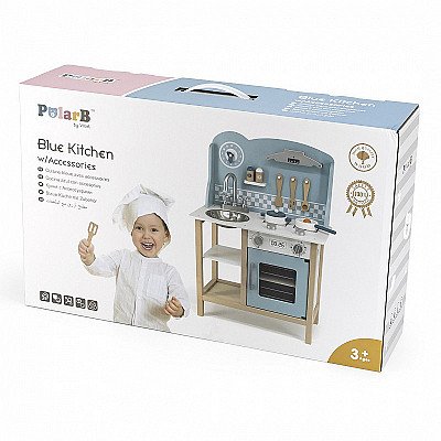 Koka bērnu virtuvīte ar piederumiem Blue PolarB Viga