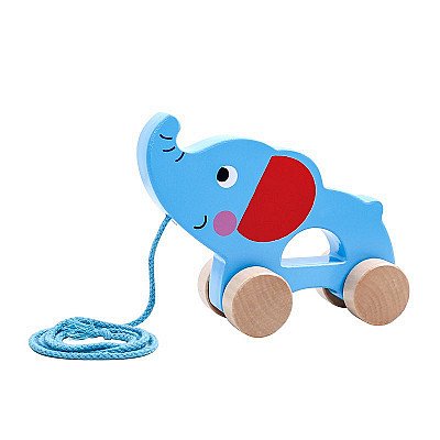 Izvelkams koka zilonis ar virvi Tooky rotaļlietu