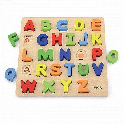 Izglītojošas koka puzles alfabēta burti Viga