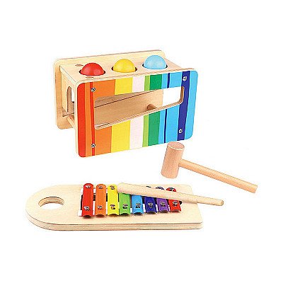 Bērnu koka sitaminstrumentu spēle ar ksilofonu 2in1 Tooky Toy