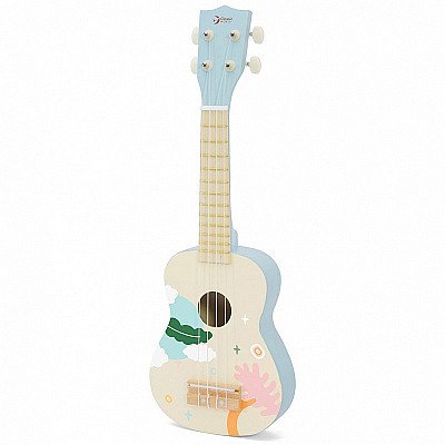 Klasiskā pasaules koka ukuleles ģitāra bērniem zilā krāsā