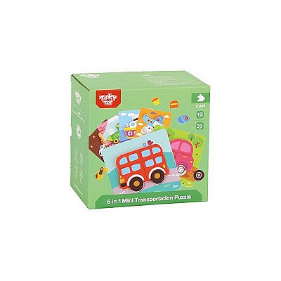 Izglītojošas koka puzles bērniem 6in1 Mini Transportation Puzzle Tooky Rotaļlieta