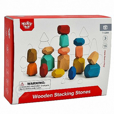 Koka montessori balansēšanas akmeņi 16 gab. Tooky Rotaļlieta