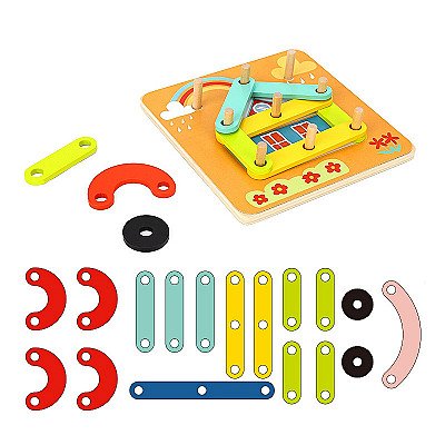 Bērnu koka puzle ar piespraudēm Animals Tooky Toy