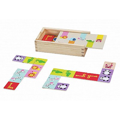 Bērnu koka puzle/domino ar dzīvniekiem 30 gab. Classic World