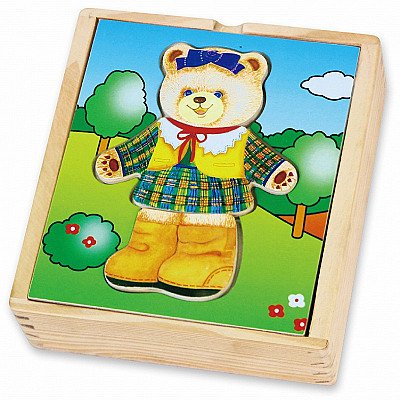 Viga Wooden Logic Puzzle Saģērbt Baby Bear