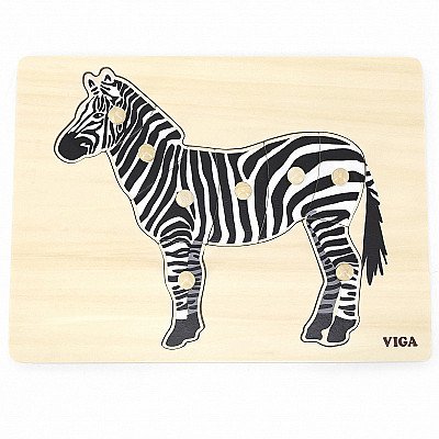 Bērnu koka Montessori Zebra puzle ar piespraudēm Viga