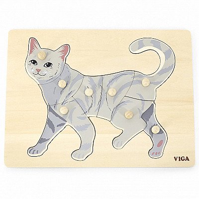 Bērnu koka montessori Kaķu puzle ar piespraudēm Viga