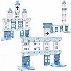 Klasiskā pasaule Edu Milzīga konstrukcija Koka ķieģeļu komplekts Slimnīca Baznīcas tornis 97 El.
