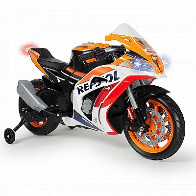 Injusa Honda Repsol 12V Mp3 akumulators motociklam līdz 50 kg piepūšamie riteņi