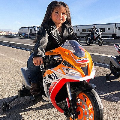 Injusa Honda Repsol 12V Mp3 akumulators motociklam līdz 50 kg piepūšamie riteņi