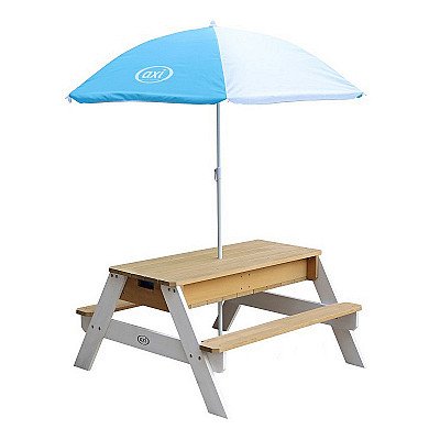 Axi Nick piknika galds ar soliņu un lietussargu un ūdens/smilšu traukiem