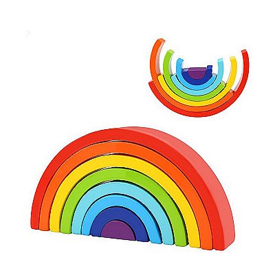 Koka montessori Rainbow puzle Tooky Rotaļlieta