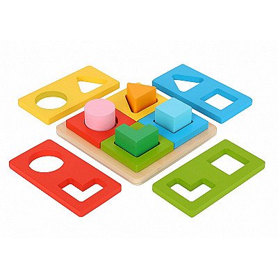 Montessori koka krāsas puzles formas Tooky Toy
