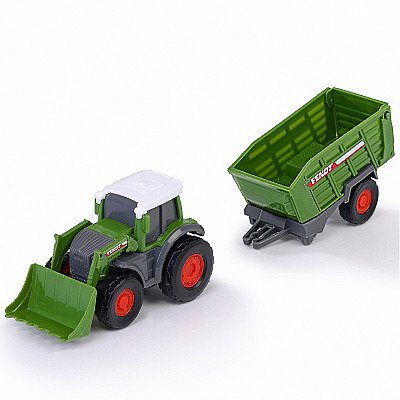 Traktors Ar Iekrāvēju Un Piekabi 18 cm. Dickie Farm Fendt