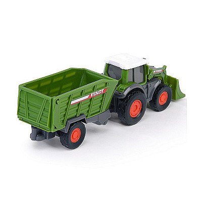 Traktors Ar Iekrāvēju Un Piekabi 18 cm. Dickie Farm Fendt