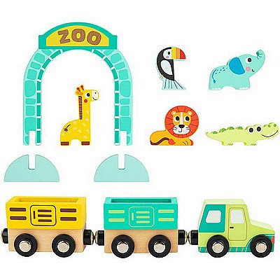 Koka spēļu dēlis Zoo Dzīvnieku transportlīdzekļi Vagoni Tooky Rotaļlieta