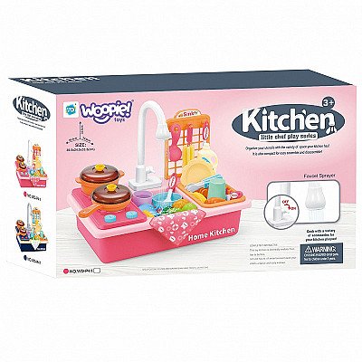 Rozā bērnu virtuves izlietne un plīts Woopie